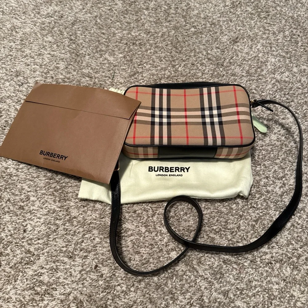 Authentic Burberry Beige and Red Plaid Crossbody Bag - Picture 8 of 8